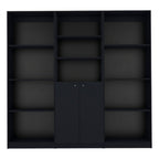 71" Black Five Tier Bookcase with Two doors