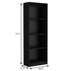 71" Black Five Tier Bookcase with Two doors