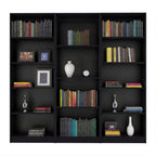 Set of Three Black Wood Four Tier Bookcases
