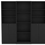 71" Black Five Tier Bookcase with Four doors