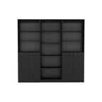 71" Black Five Tier Bookcase with Four Doors