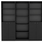 71" Black Five Tier Bookcase with Four Doors