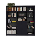 Set of Three Black Five Tier Bookcase with Two Doors
