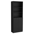 Set of Three Black Five Tier Bookcase with Two Doors