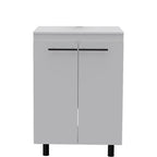 24" White Wood Freestanding Bathroom Vanity With Sink And Medicine Cabinet