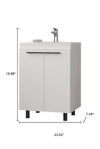 24" White Wood Freestanding Bathroom Vanity With Sink And Medicine Cabinet With Mirror