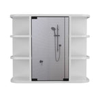 24" White Wood Freestanding Bathroom Vanity With Sink And Medicine Cabinet With Mirror