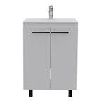 24" White Wood Freestanding Bathroom Vanity With Sink And Medicine Cabinet With Mirror