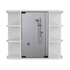 24" White Wood Freestanding Bathroom Vanity With Sink And Medicine Cabinet With Mirror