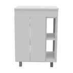 24" White Wood Freestanding Bathroom Vanity With Sink And Medicine Cabinet With Mirror