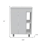 24" White Wood Freestanding Bathroom Vanity With Sink And Medicine Cabinet With Mirror