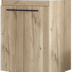 18" Natural Wood Freestanding Bathroom Vanity With White Sink And Medicine Cabinet With Mirror