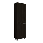 7 Black Wood Wall Mounted Accent Cabinet With Ten Doors And Six Drawers