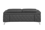 70" Dark Gray And Silver Metallic Leather Loveseat
