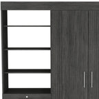 79" Gray Wood Two Door Three Drawer Combo Dresser