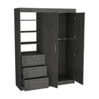 79" Gray Wood Two Door Three Drawer Combo Dresser