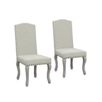 Set of Two Beige And Gray Upholstered Fabric Dining Parsons Chairs