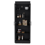 67" Black Wood Pantry Or Storage Closet