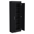 67" Black Wood Pantry Or Storage Closet