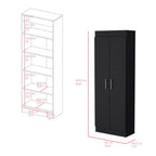67" Black Wood Pantry Or Storage Closet