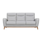 83" Gray Leather Sofa With Brown Legs