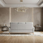 83" Gray Leather Sofa With Brown Legs