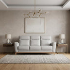 83" Gray Leather Sofa With Brown Legs