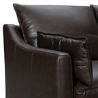 87" Gray Leather Sofa And Toss Pillows With Brown Legs