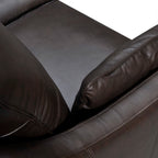 87" Gray Leather Sofa And Toss Pillows With Brown Legs