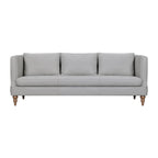 85" Gray Leather Sofa With Brown Legs