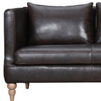 85" Gray Leather Sofa With Brown Legs