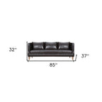 85" Gray Leather Sofa With Brown Legs