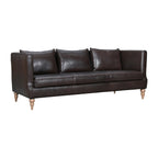85" Gray Leather Sofa With Brown Legs