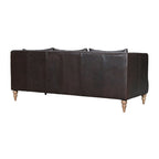 85" Gray Leather Sofa With Brown Legs