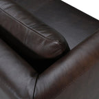 85" Gray Leather Sofa With Brown Legs