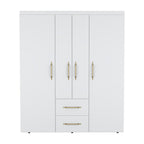 70" White Wood Four Door Two Drawer Combo Dresser