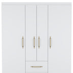 70" White Wood Four Door Two Drawer Combo Dresser