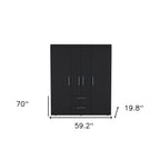 70" White Wood Four Door Two Drawer Combo Dresser