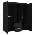 70" White Wood Four Door Two Drawer Combo Dresser