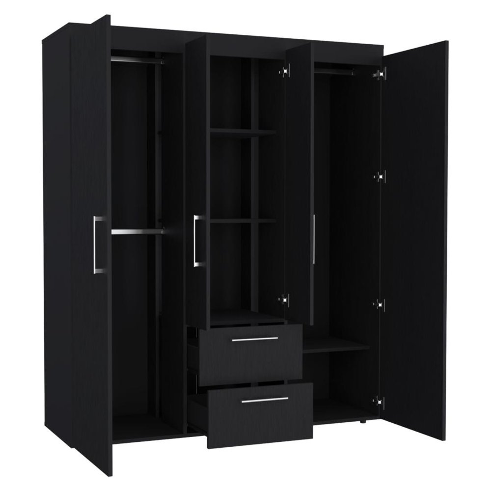 70" White Wood Four Door Two Drawer Combo Dresser