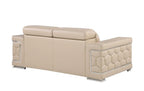 71" Beige And Silver Genuine Leather Loveseat