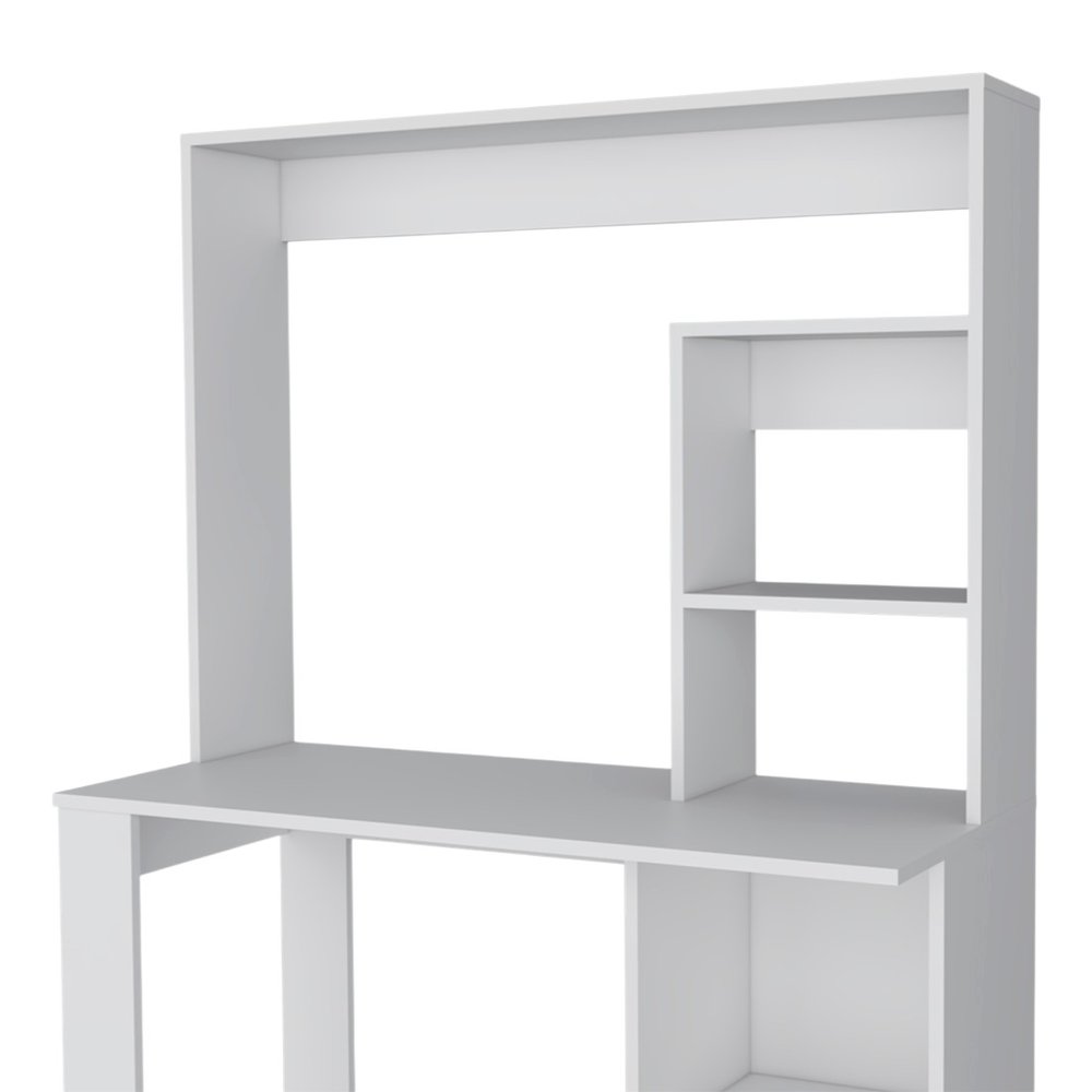 71" White Wood Four Tier Bookcase