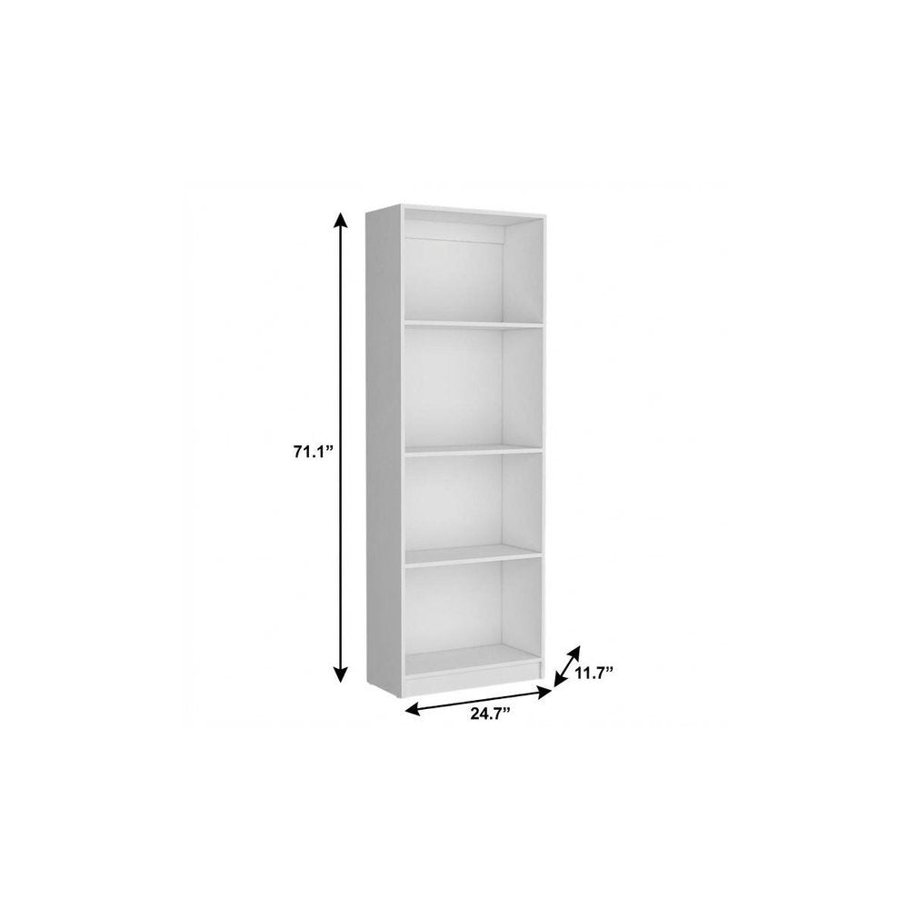 71" White Wood Four Tier Bookcase