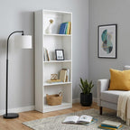 71" White Wood Four Tier Bookcase