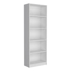 71" White Wood Five Tier Bookcase