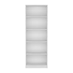 71" White Wood Five Tier Bookcase