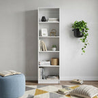 71" White Wood Five Tier Bookcase