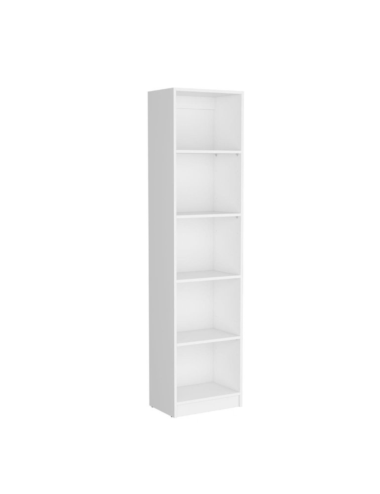 71" White Wood Five Tier Bookcase