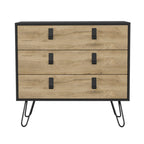 32" Natural and Black Three Drawer Dresser
