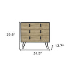 32" Natural and Black Three Drawer Dresser